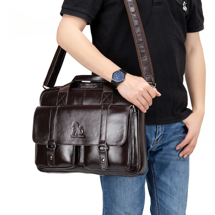 Bolsa Masculina de Couro Genuíno Vintage Maximus