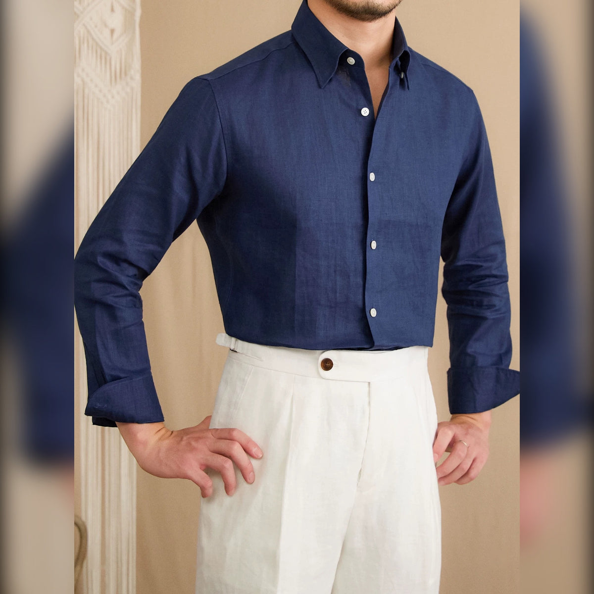 Camisa Social Masculina de Linho Puro Amalfi Maximus