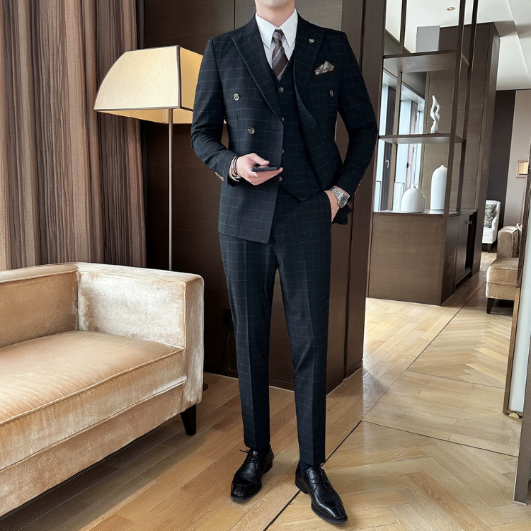 Terno Masculino Slim Transpassado Xadrez Maximus