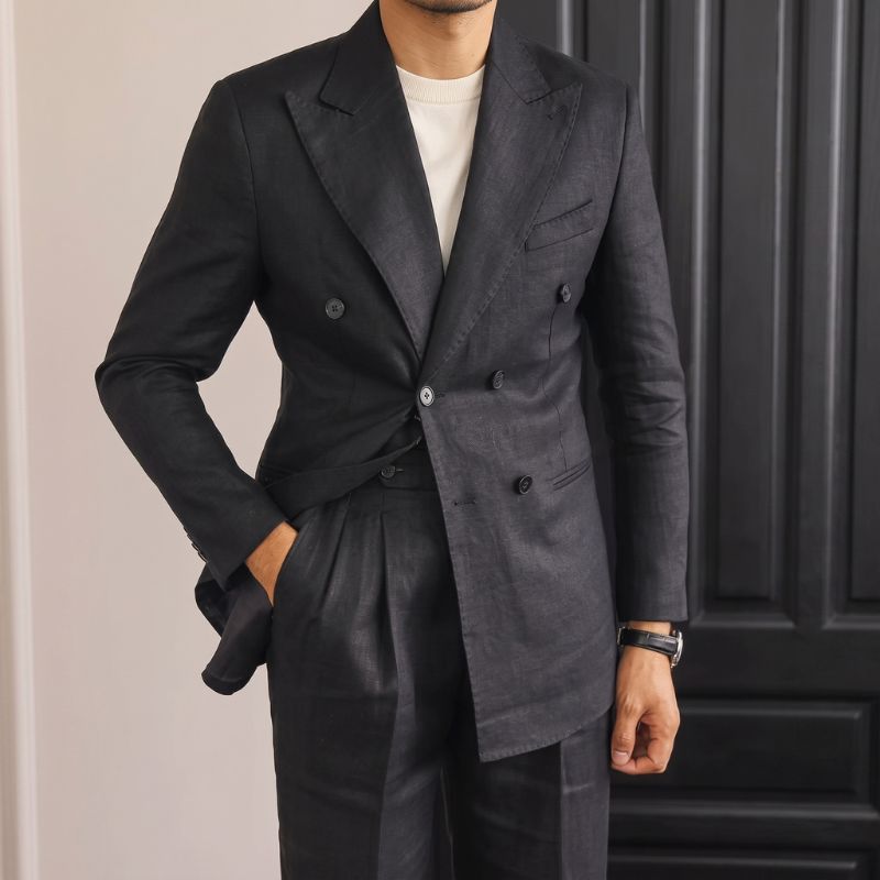 Costume Masculino Slim Transpassado Linho Maximus