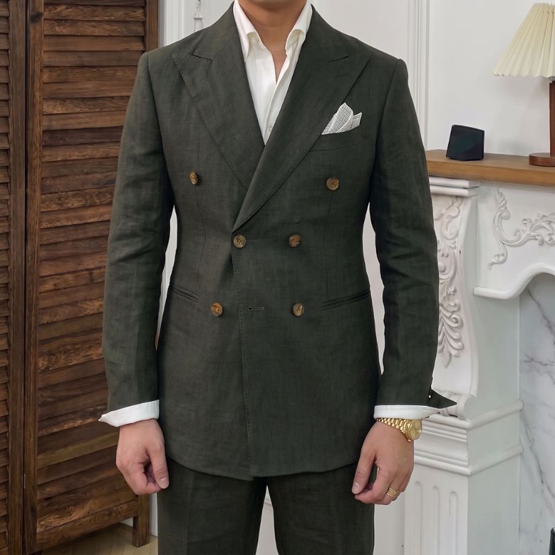Costume Masculino Slim Transpassado Linho Maximus