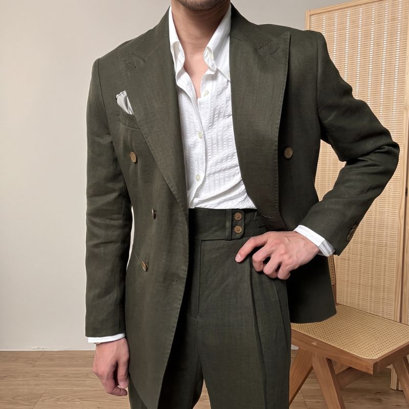 Costume Masculino Slim Transpassado Linho Maximus