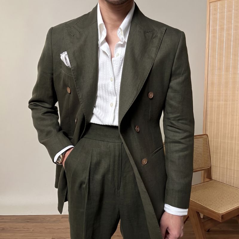 Costume Masculino Slim Transpassado Linho Maximus