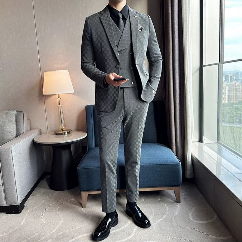 Terno Masculino Slim Quadriculado Maximus