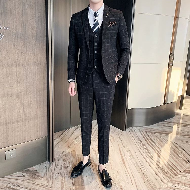 terno masculino slim transpassado xadrez, terno 3 peças xadrez transpassado masculino, terno masculino slim fit transpassado moderno, terno social masculino xadrez completo, terno masculino duplo abotoamento xadrez