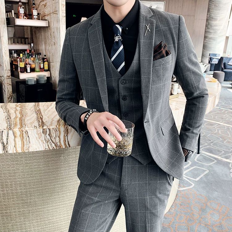 terno masculino slim transpassado xadrez, terno 3 peças xadrez transpassado masculino, terno masculino slim fit transpassado moderno, terno social masculino xadrez completo, terno masculino duplo abotoamento xadrez