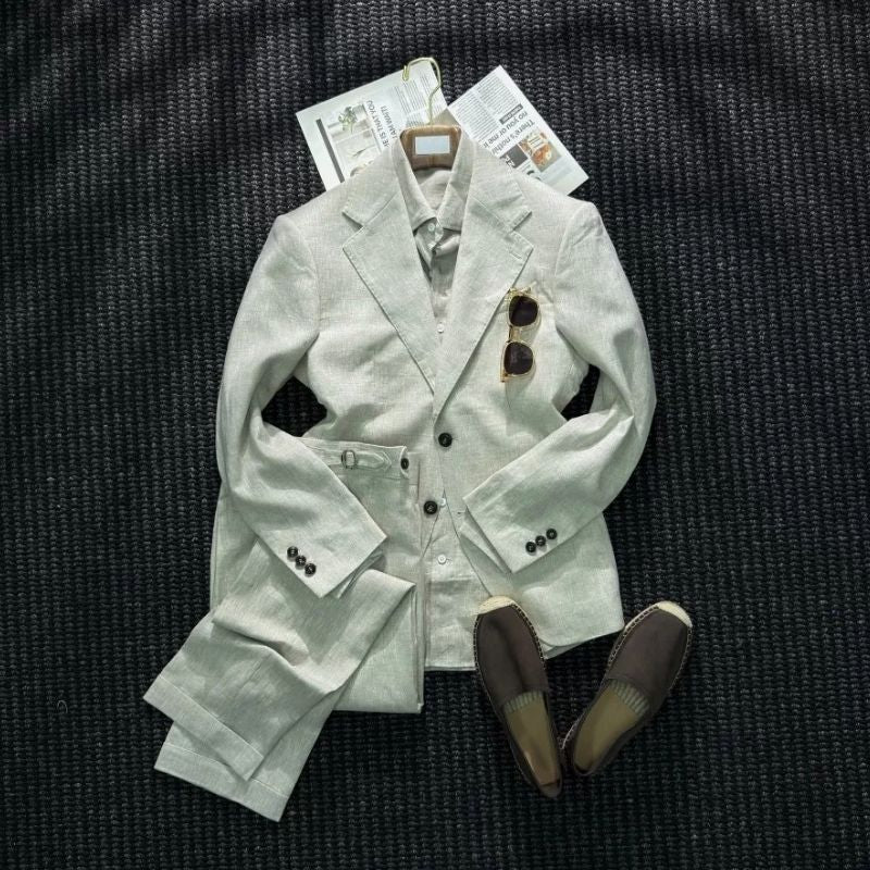 costume masculino linho, terno linho masculino, costume 2 peças masculino, conjunto social masculino linho, costume masculino verão, costume linho puro, terno masculino trabalho, costume masculino formal