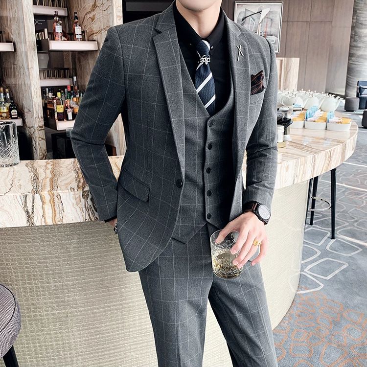 terno masculino slim transpassado xadrez, terno 3 peças xadrez transpassado masculino, terno masculino slim fit transpassado moderno, terno social masculino xadrez completo, terno masculino duplo abotoamento xadrez