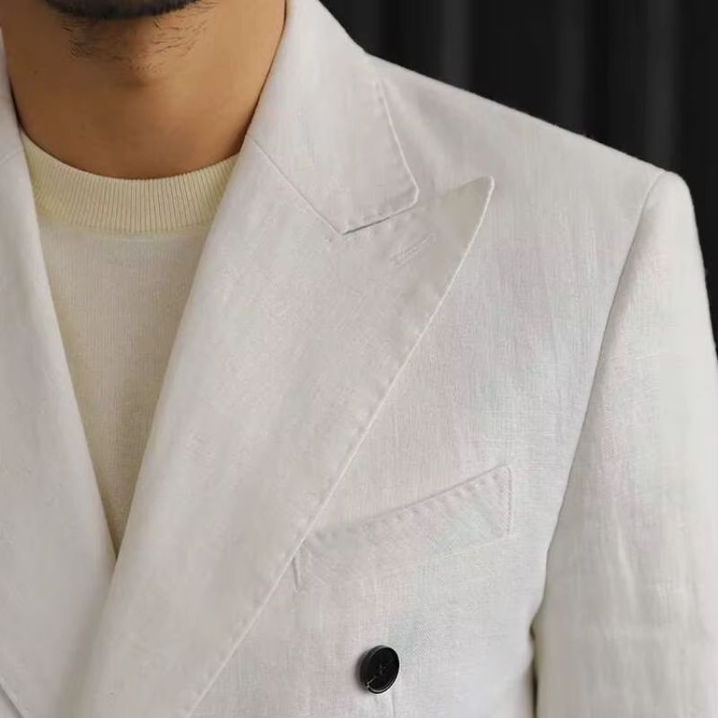 terno masculino linho, costume italiano transpassado, blazer linho branco masculino, terno casamento verão, alfaiataria italiana masculina