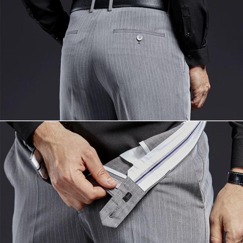 calça social risca de giz, calça social masculina reta, calça social confort, calça social preta listrada, calça social cinza masculina, calça masculina escritório elástica, calça social com elastano, calça alfaiataria risca de giz