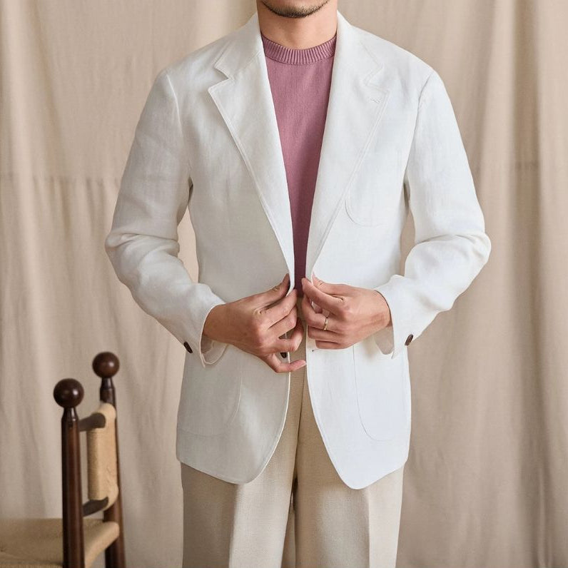 blazer masculino linho, blazer casual masculino, blazer linho puro, blazer masculino verão, blazer desestruturado masculino, blazer masculino leve, blazer social casual, blazer masculino respirável