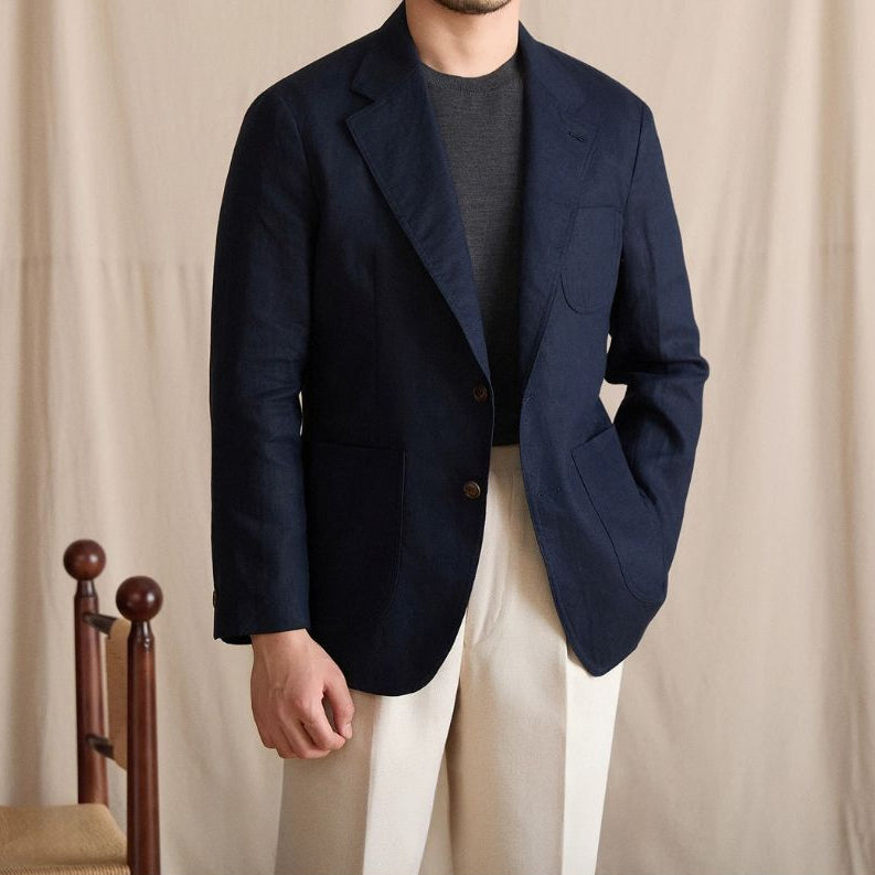 blazer masculino linho, blazer casual masculino, blazer linho puro, blazer masculino verão, blazer desestruturado masculino, blazer masculino leve, blazer social casual, blazer masculino respirável