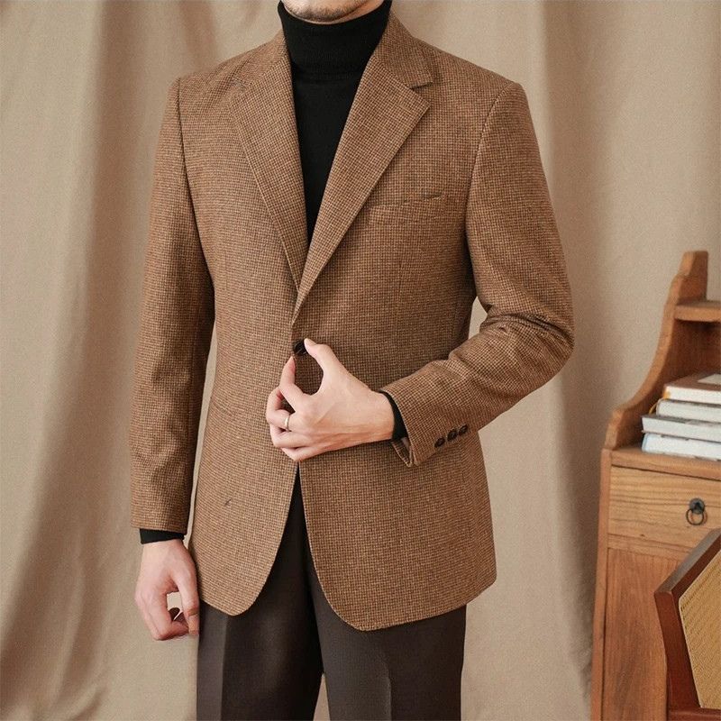 blazer masculino lã, blazer slim fit masculino, blazer marrom masculino, blazer social de lã, blazer elegante masculino