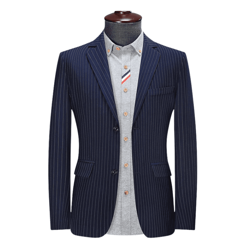 blazer masculino risca de giz, blazer masculino listrado, blazer masculino casual, Blazer Masculino Listrado Maximus