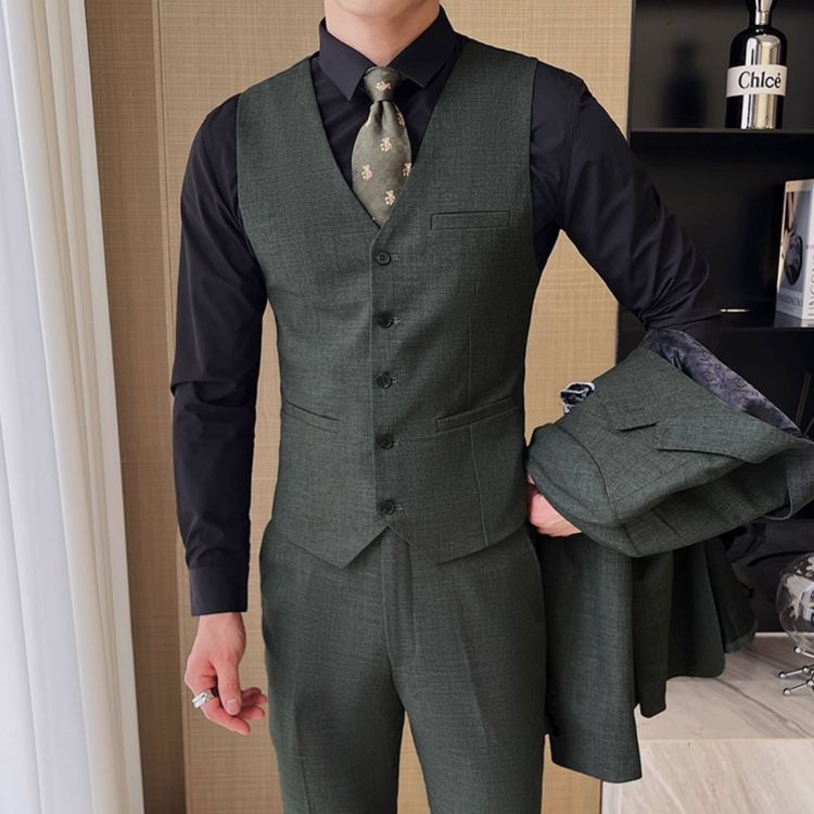 terno masculino slim fit texturizado, terno 3 peças masculino, terno masculino com colete, terno social masculino completo, terno masculino mescla
