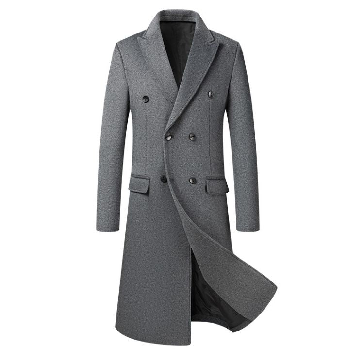 sobretudo masculino transpassado, sobretudo de lã longo, casaco longo masculino inverno, sobretudo lapela peak, sobretudo masculino azul marinho, sobretudo camelo masculino, casaco social masculino, sobretudo preto longo