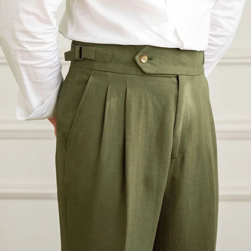 Calça Alfaiataria de Algodão e Linho Slim Toscana Maximus