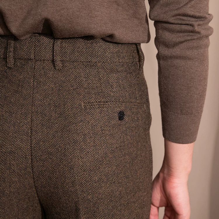 Calça Alfaiataria Masculina Reta de Lã Plissada Maximus