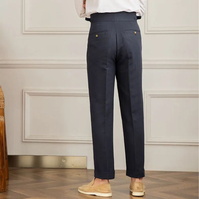 Calça Alfaiataria de Algodão e Linho Slim Toscana Maximus