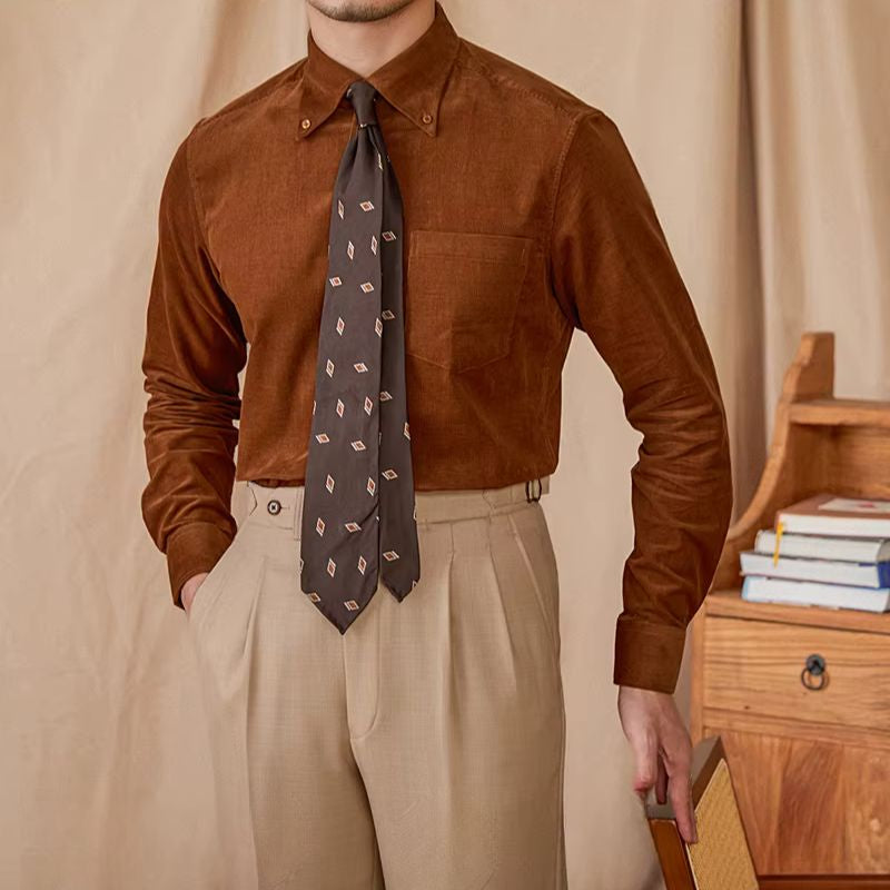 Camisa Social Masculina em Veludo Cotelê Fino Maximus