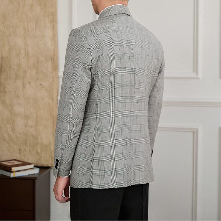 Blazer Masculino Slim Transpassado Shawl Príncipe de Gales Maximus