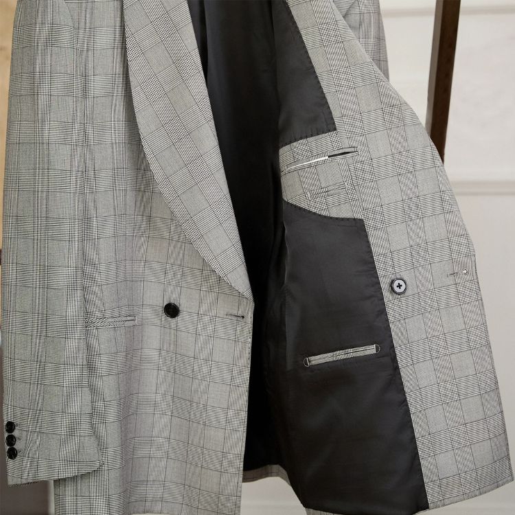 Blazer Masculino Slim Transpassado Shawl Príncipe de Gales Maximus