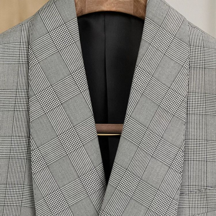 Blazer Masculino Slim Transpassado Shawl Príncipe de Gales Maximus