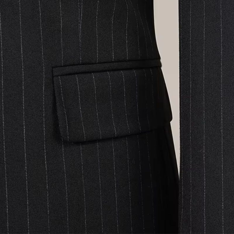 terno masculino risca de giz, terno social elegante, terno masculino luxo, terno para casamento, terno executivo masculino