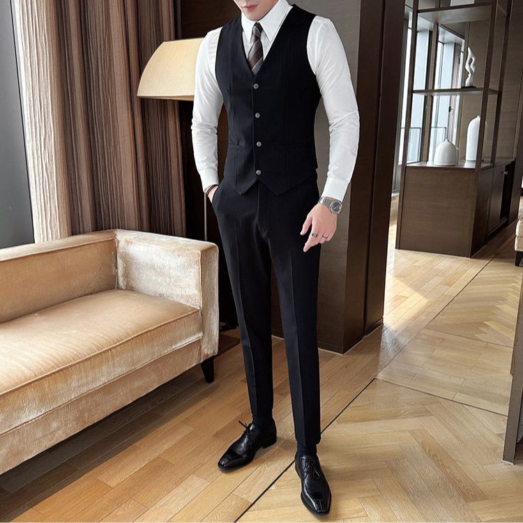 Terno Masculino Slim Transpassado Risca de Giz Luxury Maximus