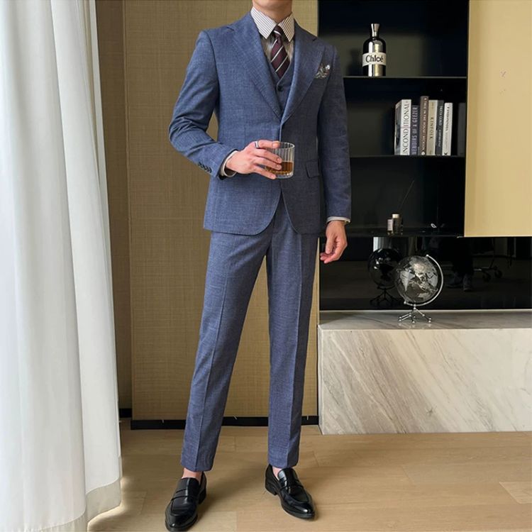 terno masculino slim fit texturizado, terno 3 peças masculino, terno masculino com colete, terno social masculino completo, terno masculino mescla
