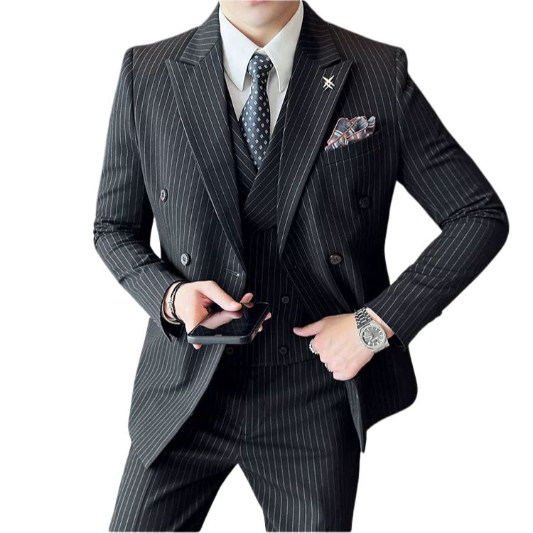 Terno Masculino Slim Transpassado Peak Risca de Giz Maximus