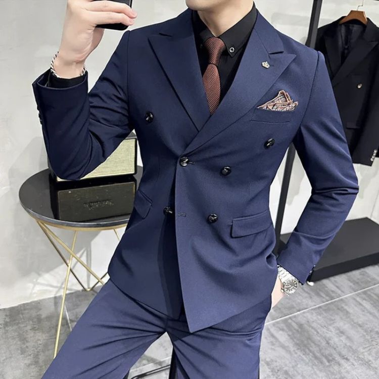 Terno Masculino Slim Transpassado Texturizado Maximus