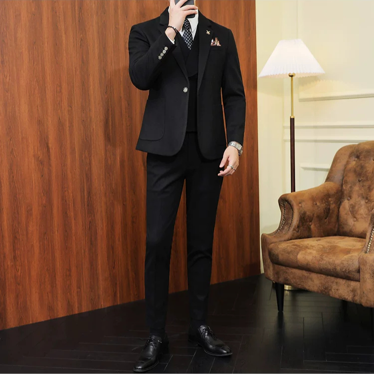 Terno Masculino Slim Canelado Colete Transpassado Maximus