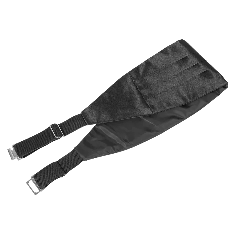 Faixa Smoking Masculina Maximus em acetinado plissado, fivela metálica ajustável. Cores preto, branco, vermelho, cinza e bordô. Para casamentos e eventos formais.