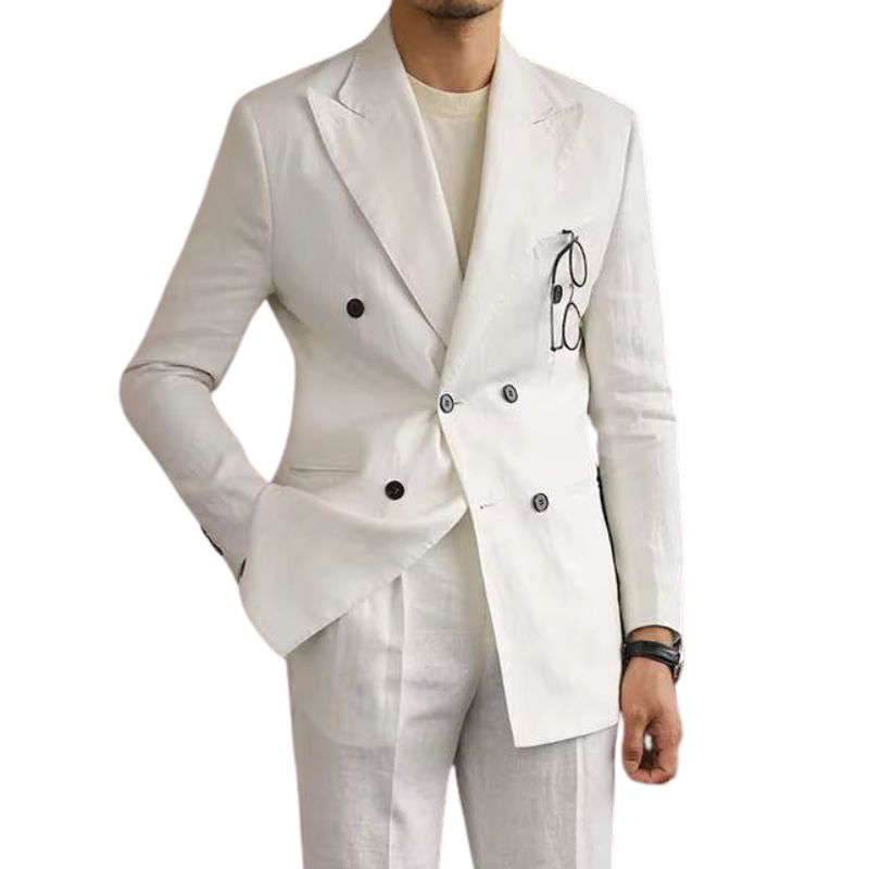 terno masculino linho, costume italiano transpassado, blazer linho branco masculino, terno casamento verão, alfaiataria italiana masculina