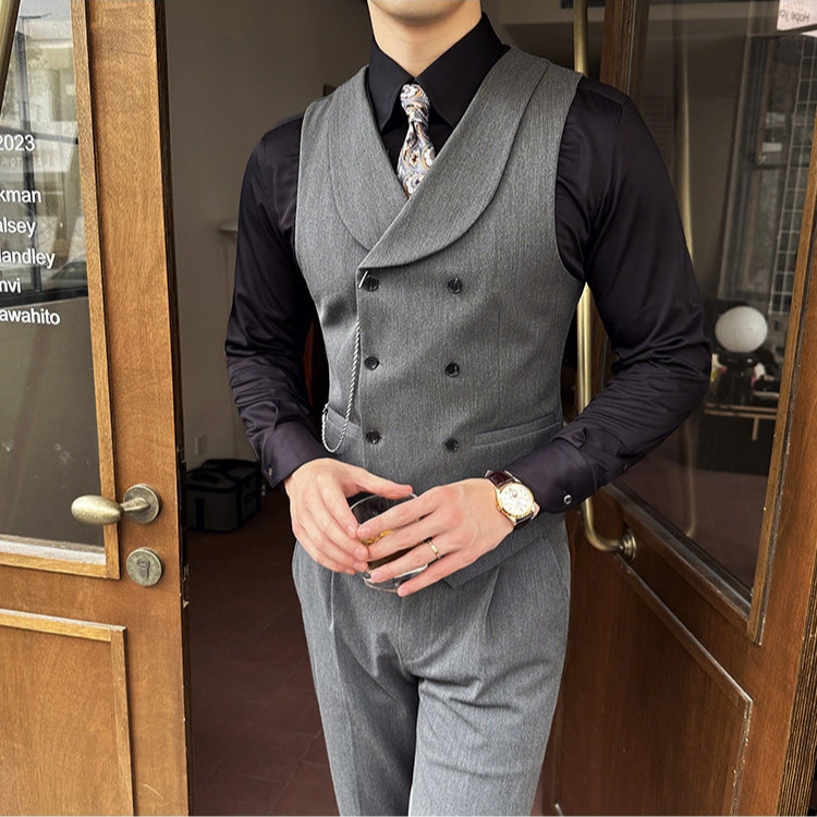 Conjunto Masculino Colete Shawl Transpassado e Calça Maximus