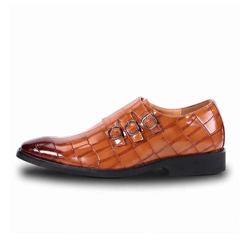 Sapato Social Masculino Triplo Monk Strap Croco Maximus