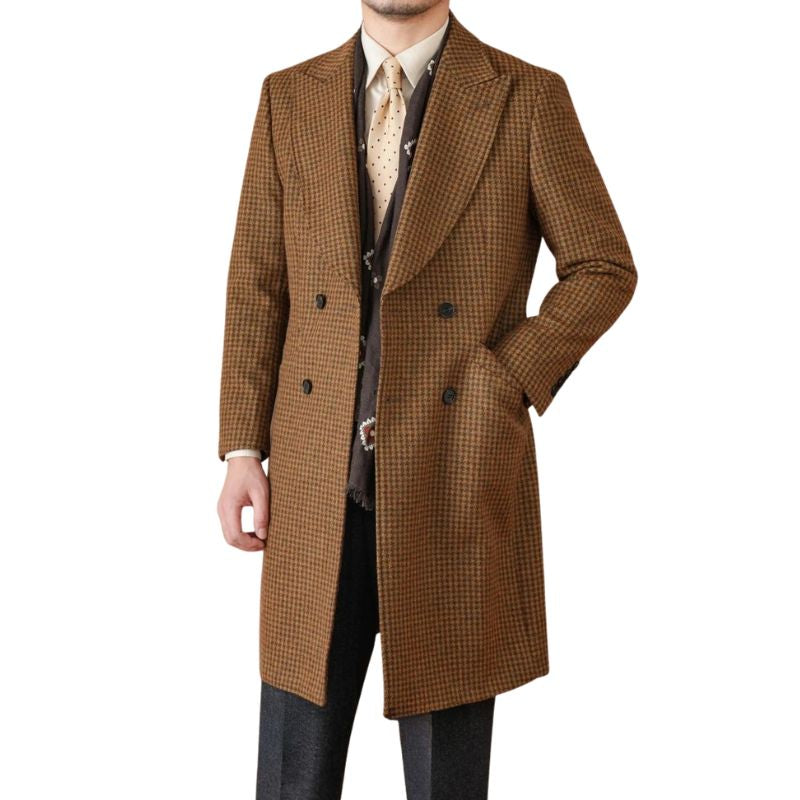 sobretudo transpassado masculino,
sobretudo masculino lã, sobretudo masculino estilo retro, casaco masculino inverno premium, casaco longo masculino xadrez