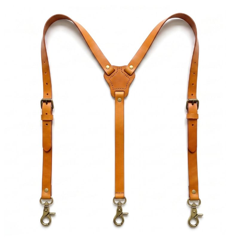 Suspensório Masculino Couro Mosquetão Slim Maximus