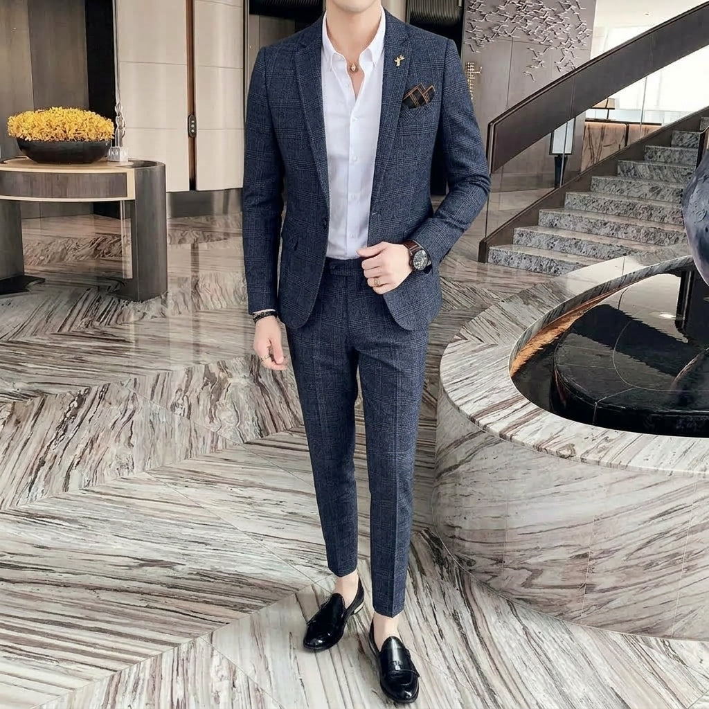 Costume Masculino Slim Xadrez Vintage Maximus