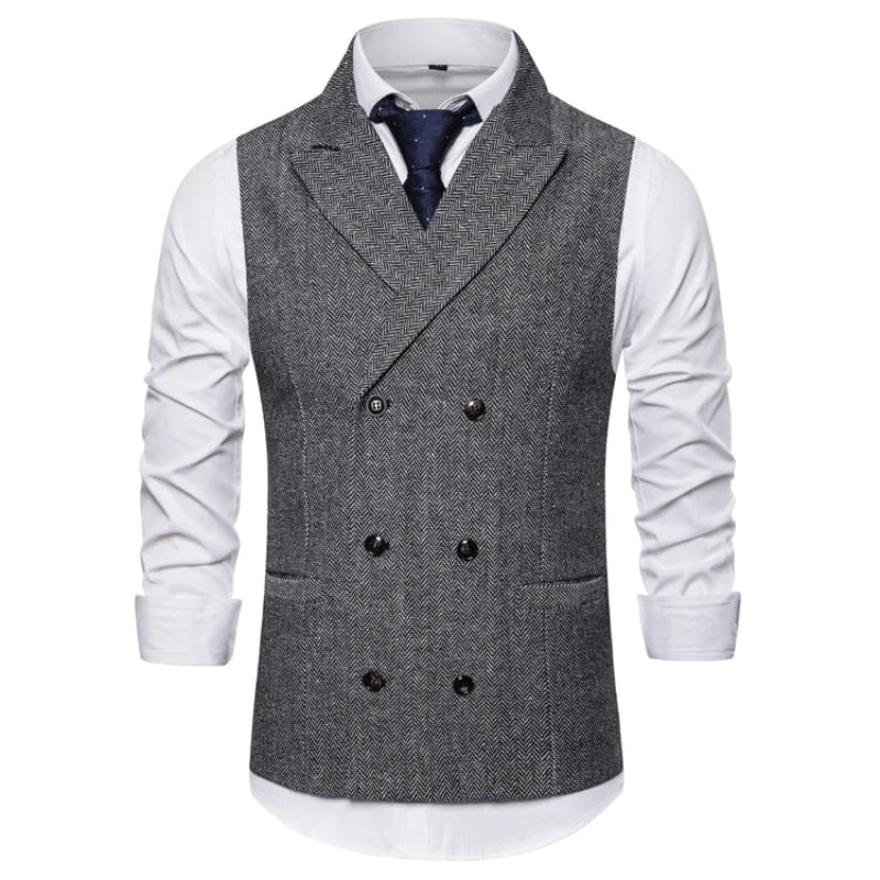 colete masculino espinha de peixe, colete transpassado espinha de peixe, colete lapela peak, colete cinza masculino, colete café masculino, colete social transpassado, colete masculino tweed, colete formal espinha de peixe