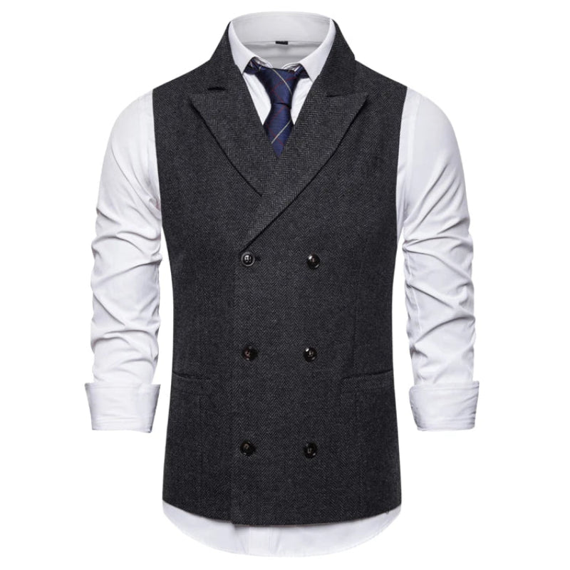 colete masculino espinha de peixe, colete transpassado espinha de peixe, colete lapela peak, colete cinza masculino, colete café masculino, colete social transpassado, colete masculino tweed, colete formal espinha de peixe