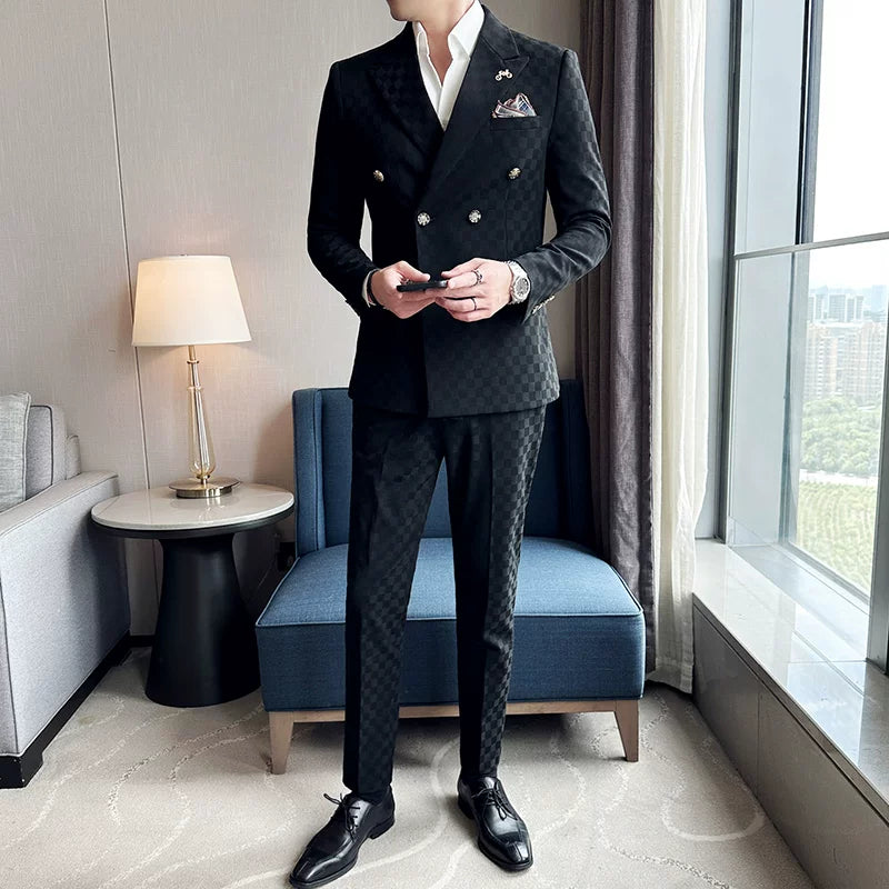 Costume Masculino Slim Transpassado Quadriculado Maximus