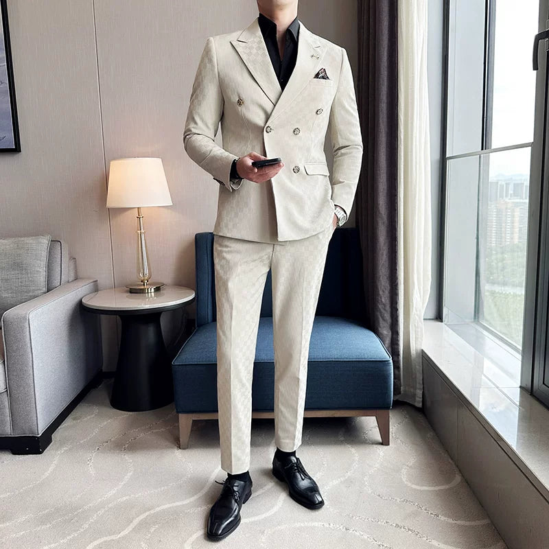Costume Masculino Slim Transpassado Quadriculado Maximus