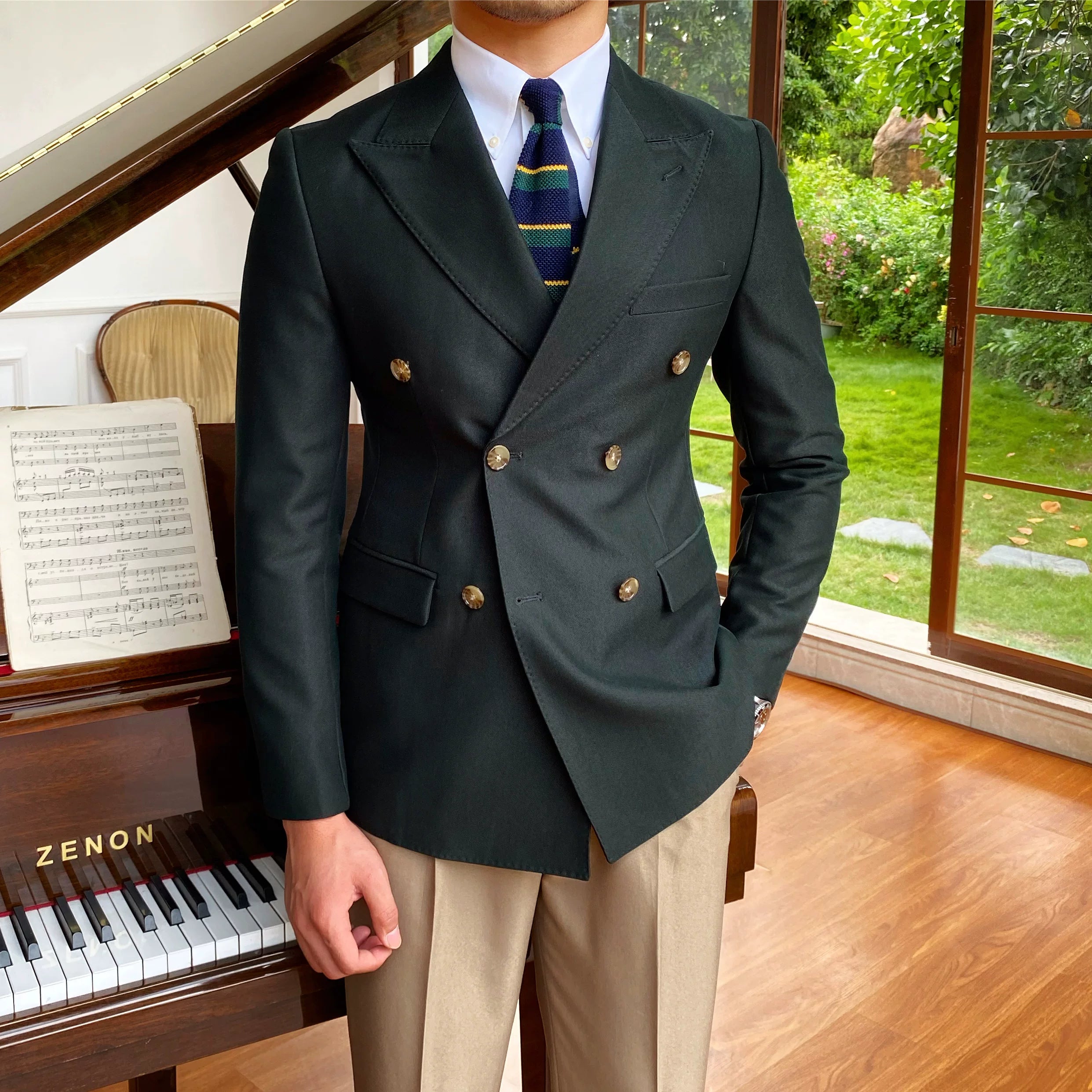 Blazer Masculino Slim Transpassado Peak Inglês Maximus