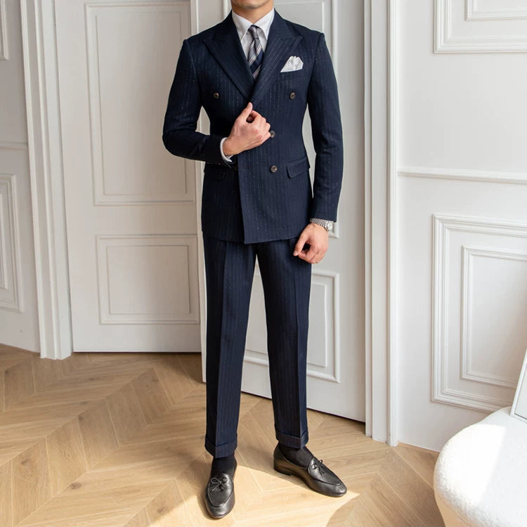Costume Masculino Slim Transpassado Risca de Giz Style Maximus