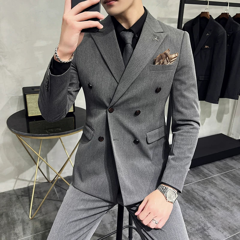 Terno Masculino Slim Transpassado Texturizado Maximus