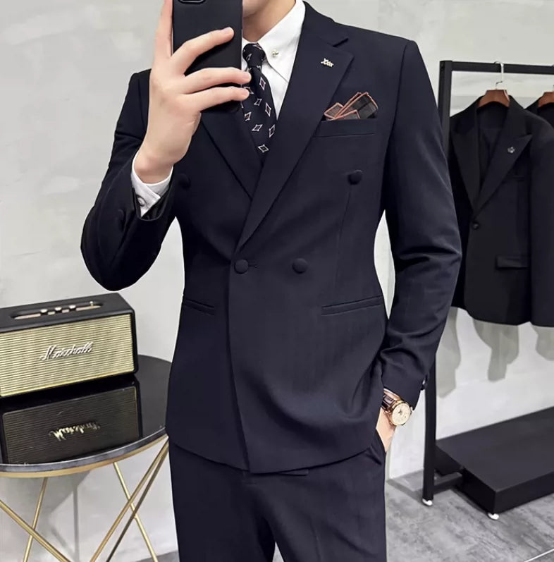 Terno Masculino Slim Duplo Transpassado Listrado Maximus
