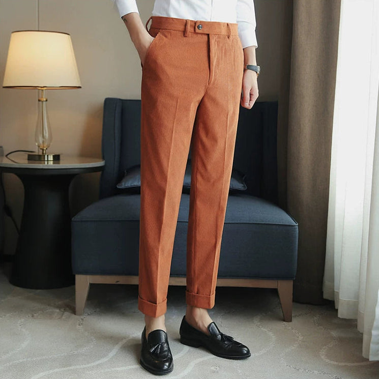 Calça Alfaiataria Masculina Slim Cotelê Fino Maximus