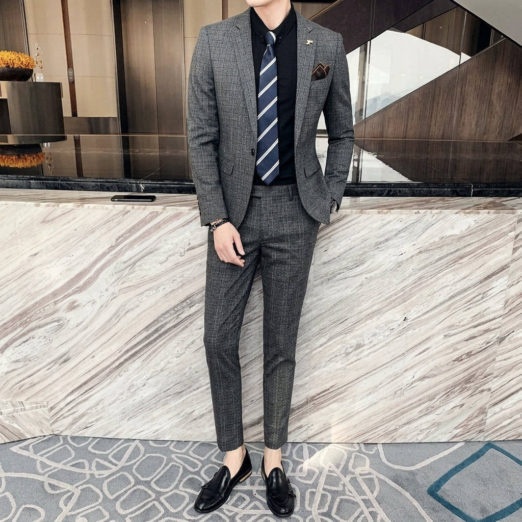 Costume Masculino Slim Xadrez Vintage Maximus